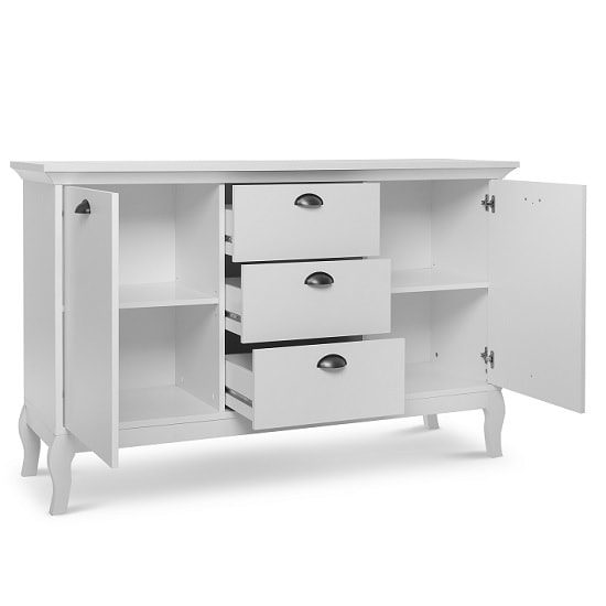 Tilton Wooden Sideboard In White With 2 Doors And 3 Drawers_2