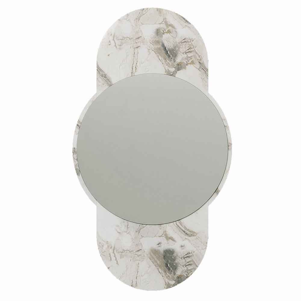 Time Glass Wall Mirror with White Marble Base