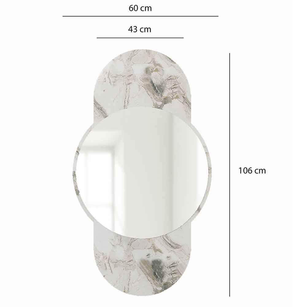Time Glass Wall Mirror with White Marble Base