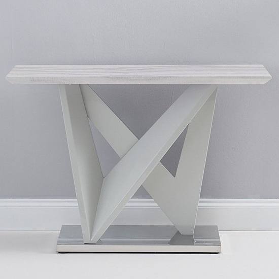 Timon High Gloss Marble Effect Console Table In Light Grey_3