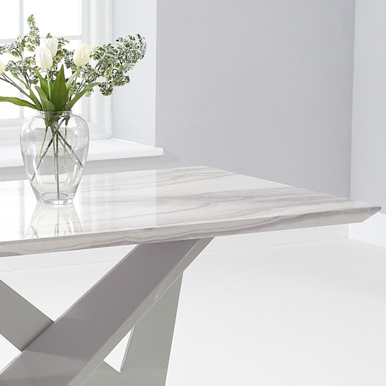 Timon High Gloss Marble Effect Dining Table In Light Grey_3
