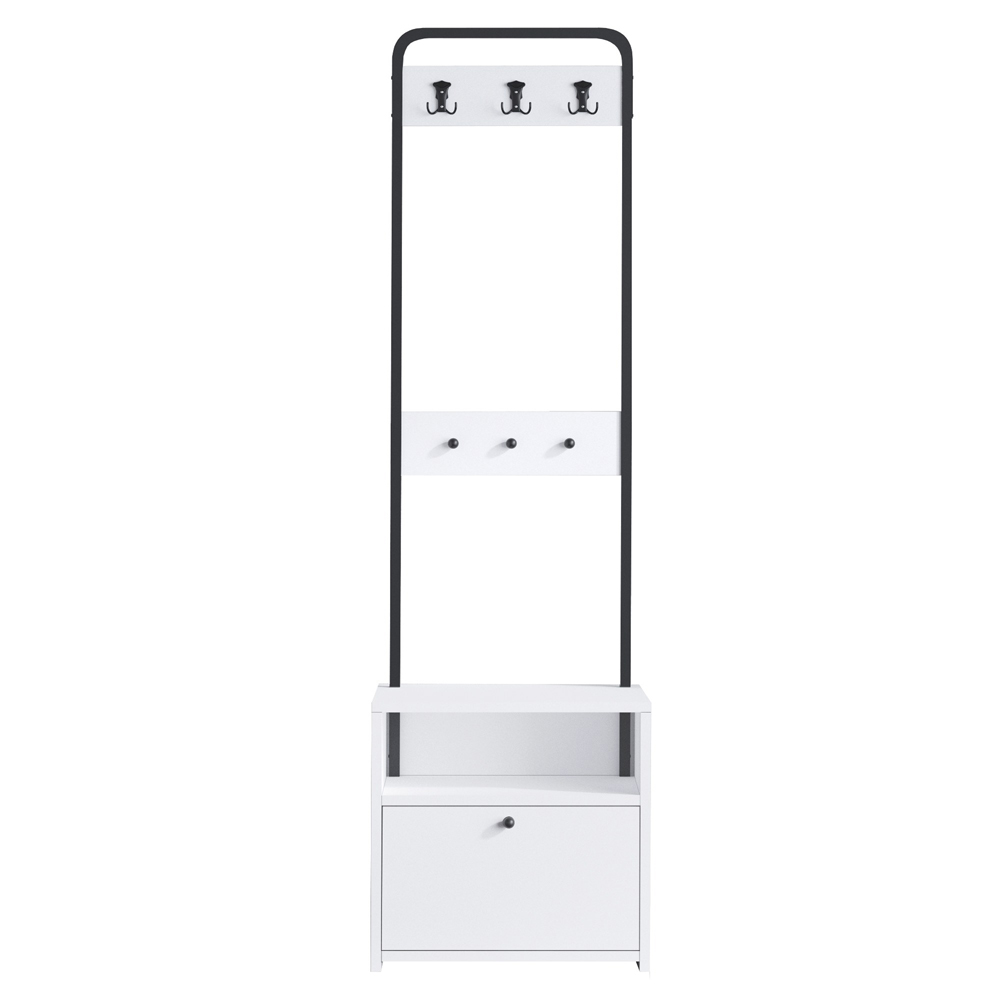 Tinel Wooden Hallway Coat Stand in White and Black