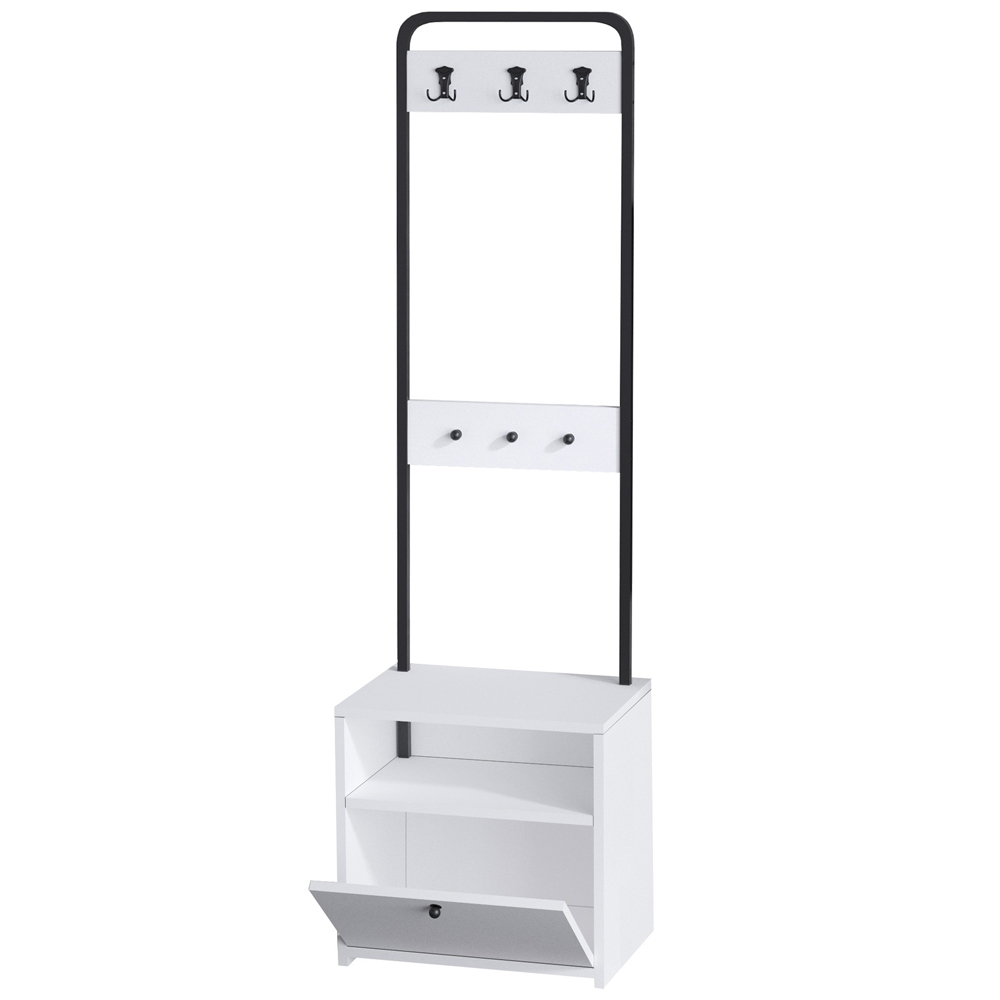 Tinel Wooden Hallway Coat Stand in White and Black