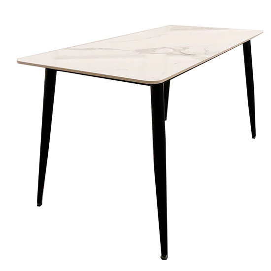 Tiption Sintered Stone Top Dining Table In Polar White