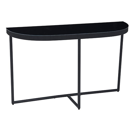 Tipton Black Glass Console Table With Black Metal Frame