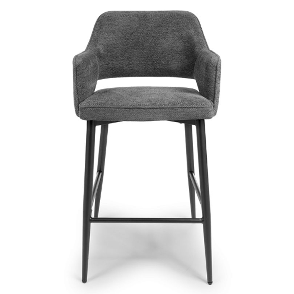 Tipton Dark Grey Fabric Bar Chairs In Pair