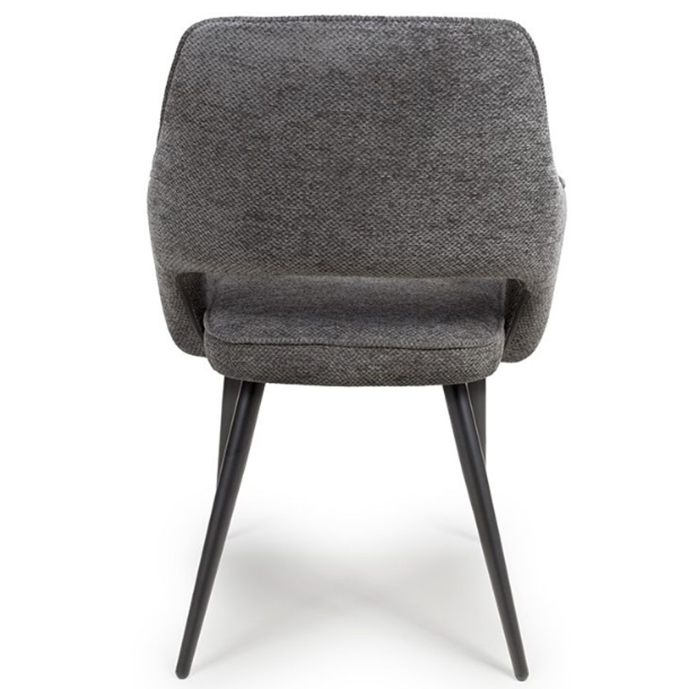 Tipton Dark Grey Fabric Dining Chairs In Pair
