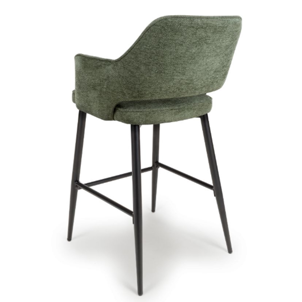 Tipton Green Fabric Bar Chairs In Pair