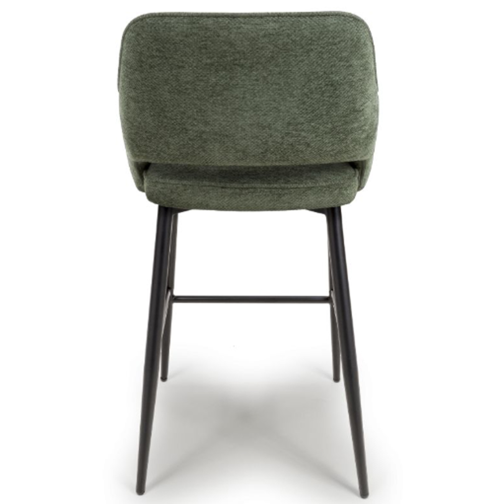 Tipton Green Fabric Bar Chairs In Pair