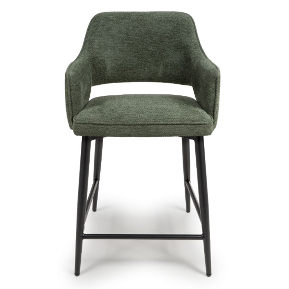 Tipton Green Fabric Counter Bar Chairs In Pair