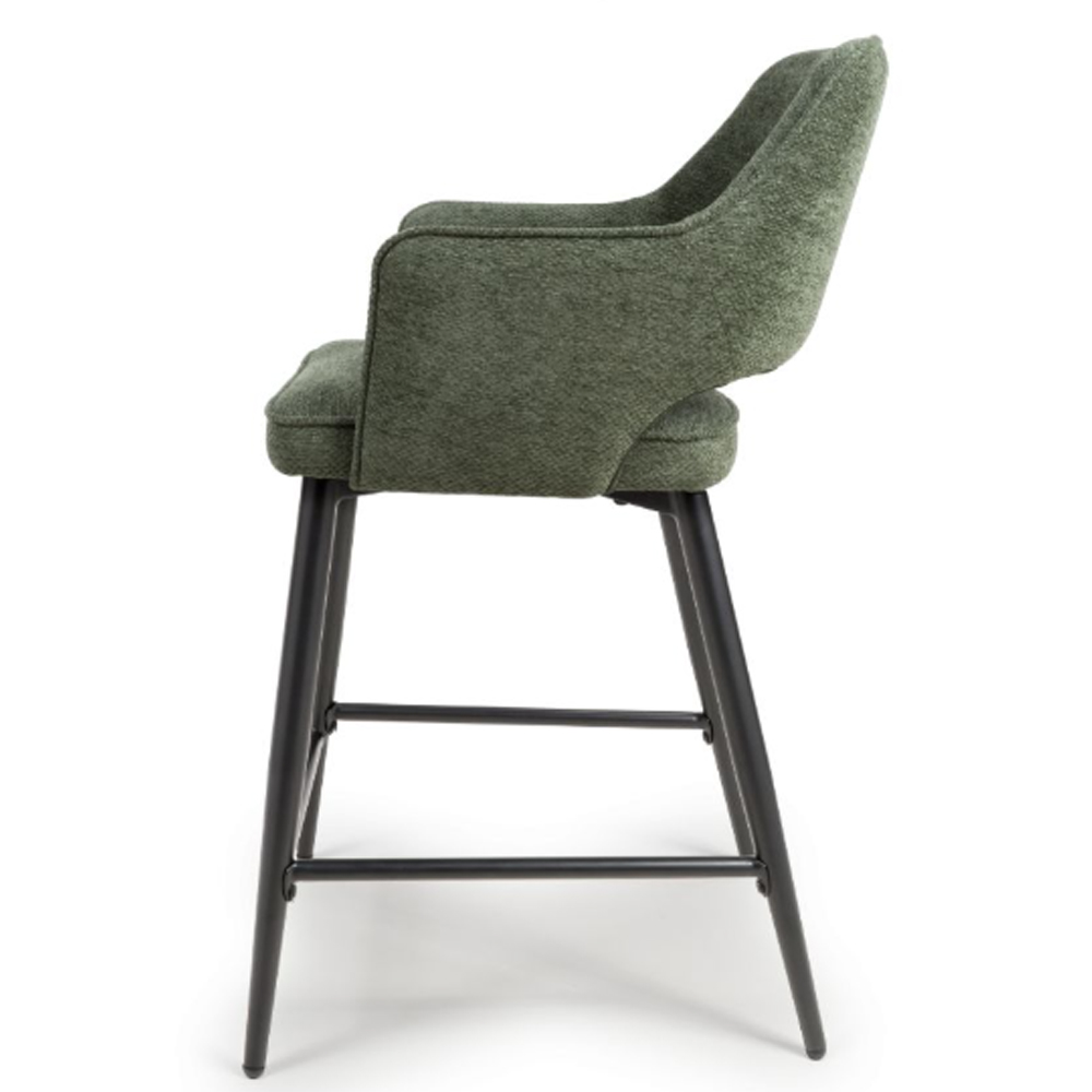 Tipton Green Fabric Counter Bar Chairs In Pair