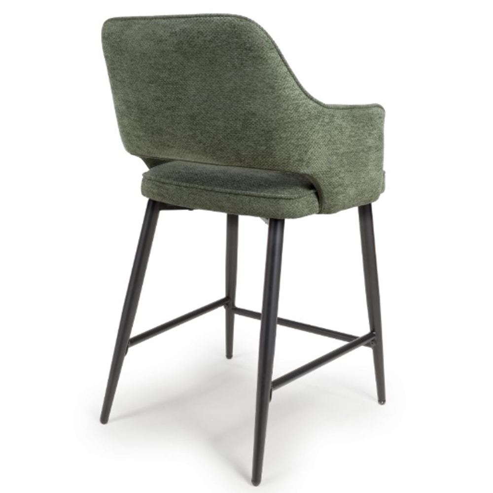 Tipton Green Fabric Counter Bar Chairs In Pair