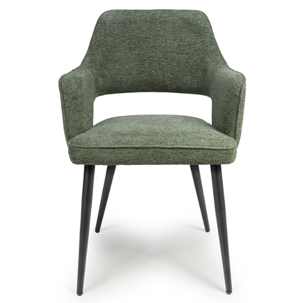Tipton Green Fabric Dining Chairs In Pair