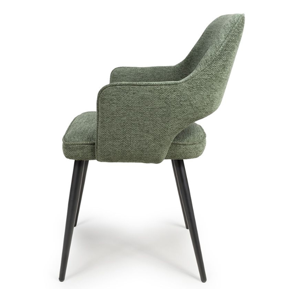 Tipton Green Fabric Dining Chairs In Pair