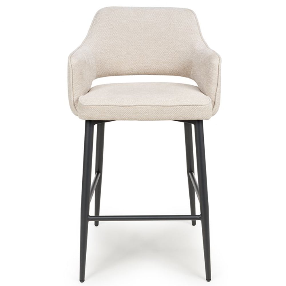 Tipton Natural Fabric Bar Chairs In Pair