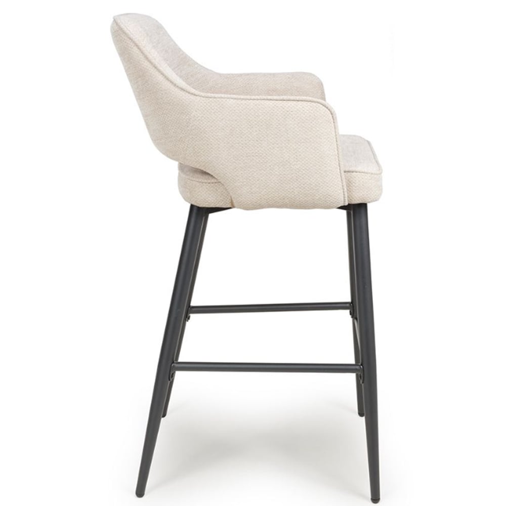 Tipton Natural Fabric Bar Chairs In Pair