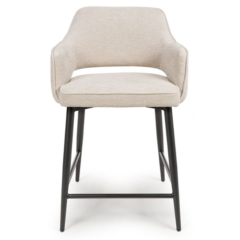 Tipton Natural Fabric Counter Dining Chairs In Pair