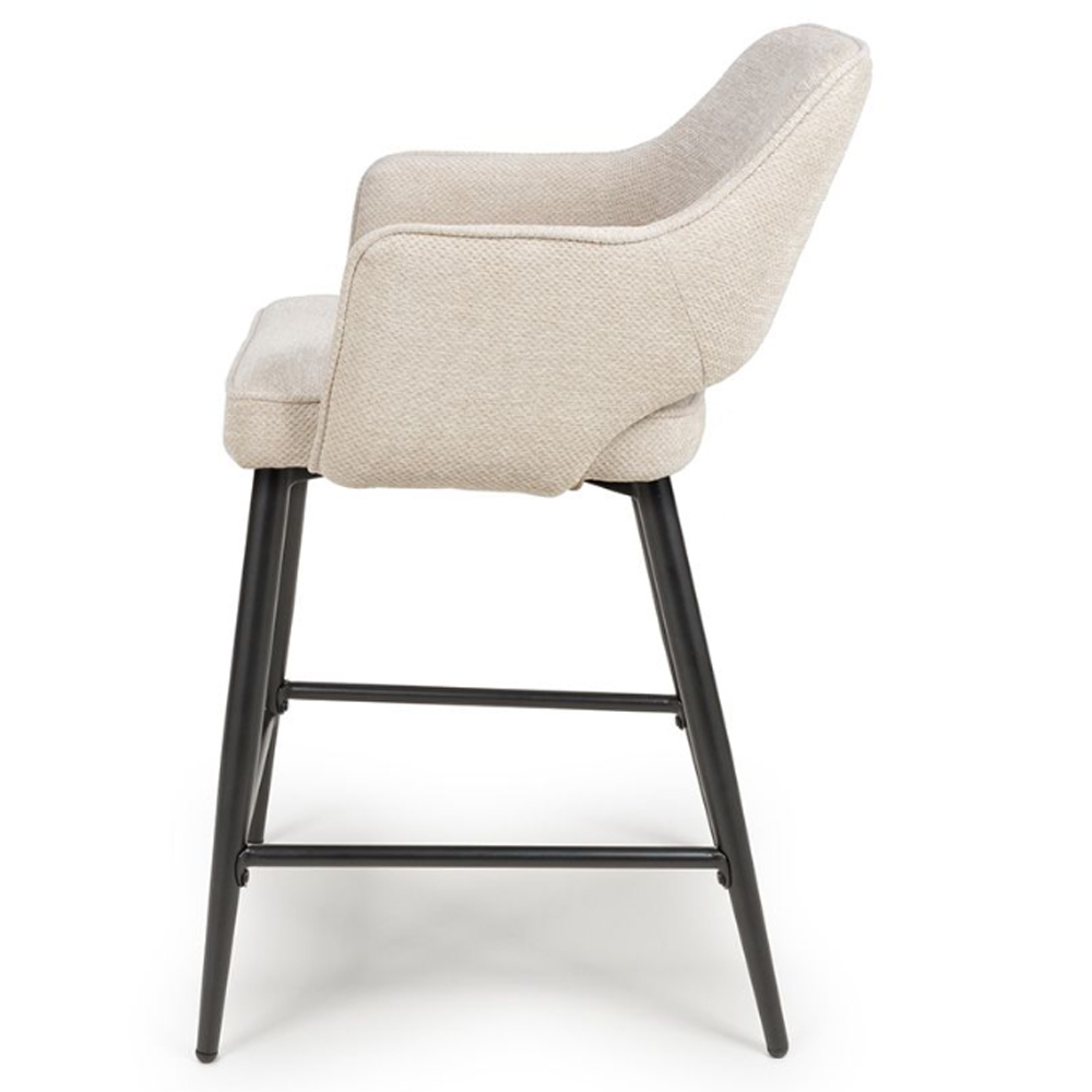Tipton Natural Fabric Counter Dining Chairs In Pair