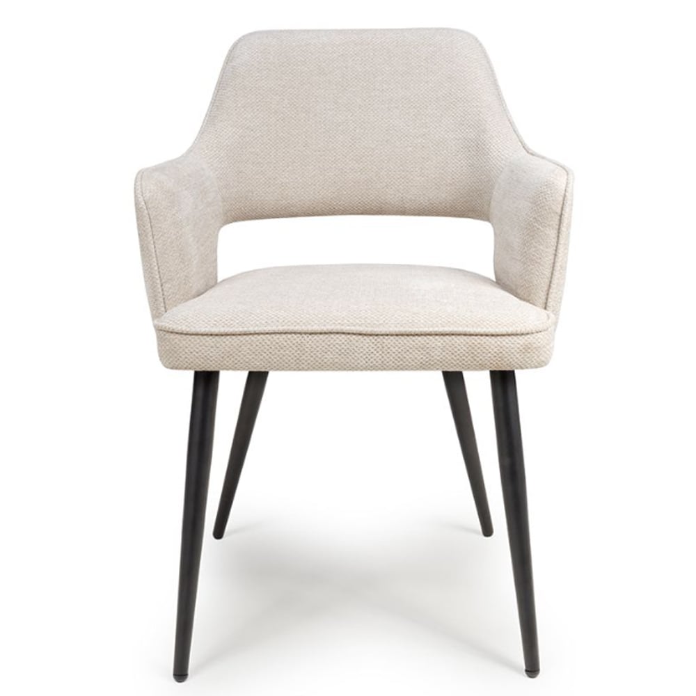 Tipton Natural Fabric Dining Chairs In Pair