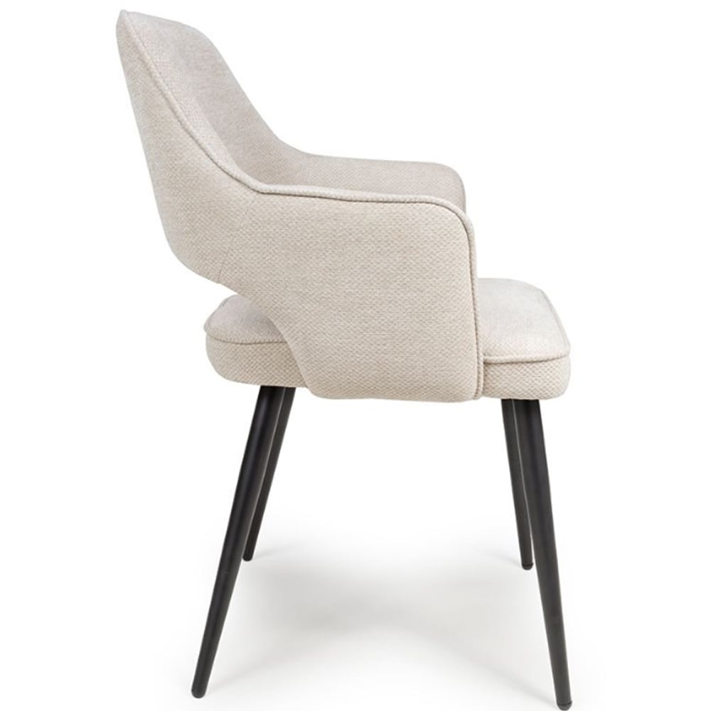 Tipton Natural Fabric Dining Chairs In Pair