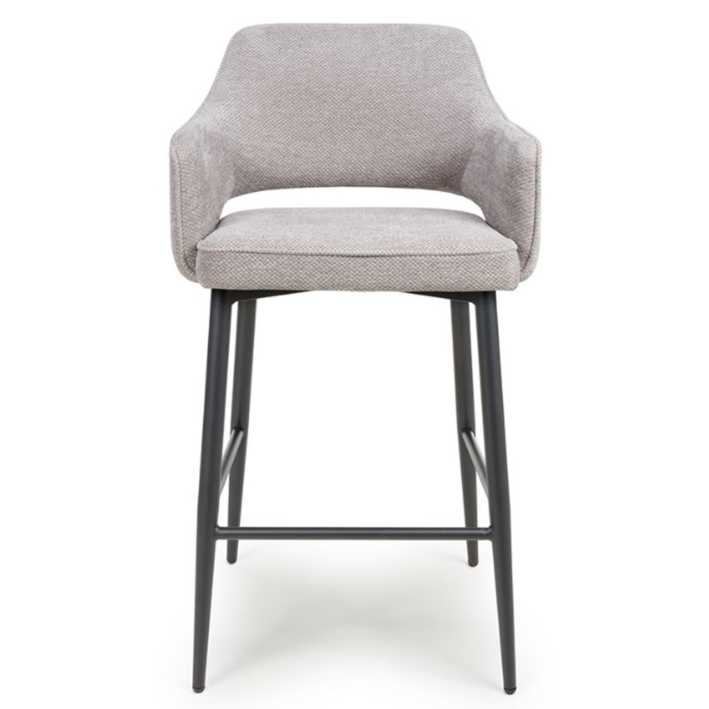 Tipton Pewter Fabric Bar Chairs In Pair