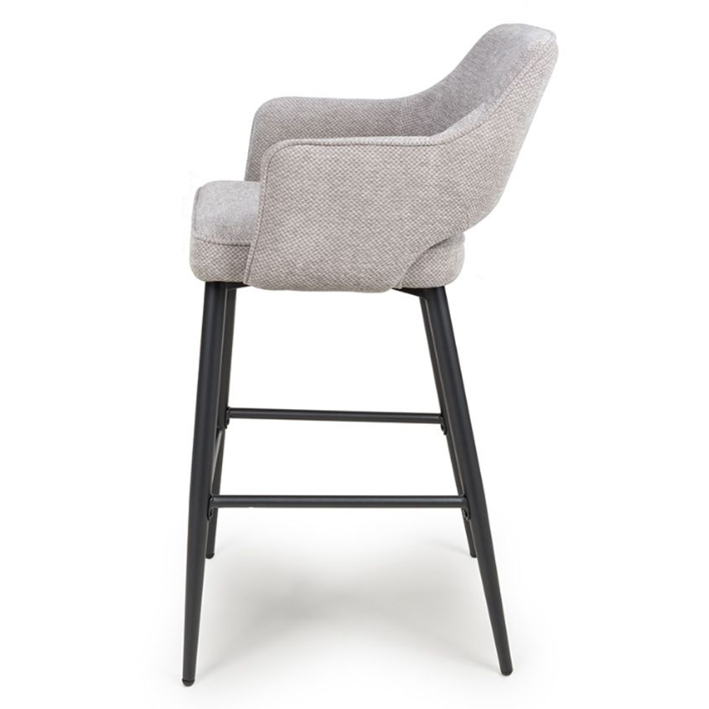 Tipton Pewter Fabric Bar Chairs In Pair