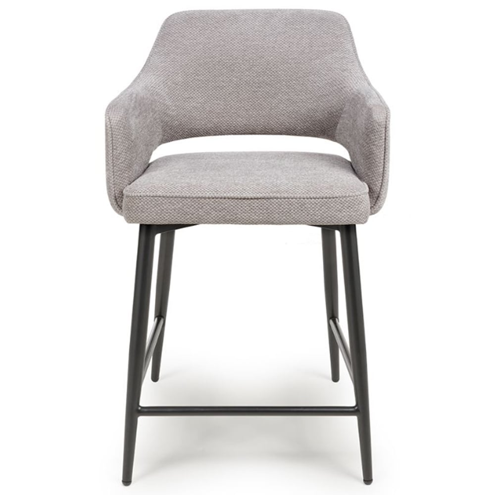 Tipton Pewter Fabric Counter Dining Chairs In Pair
