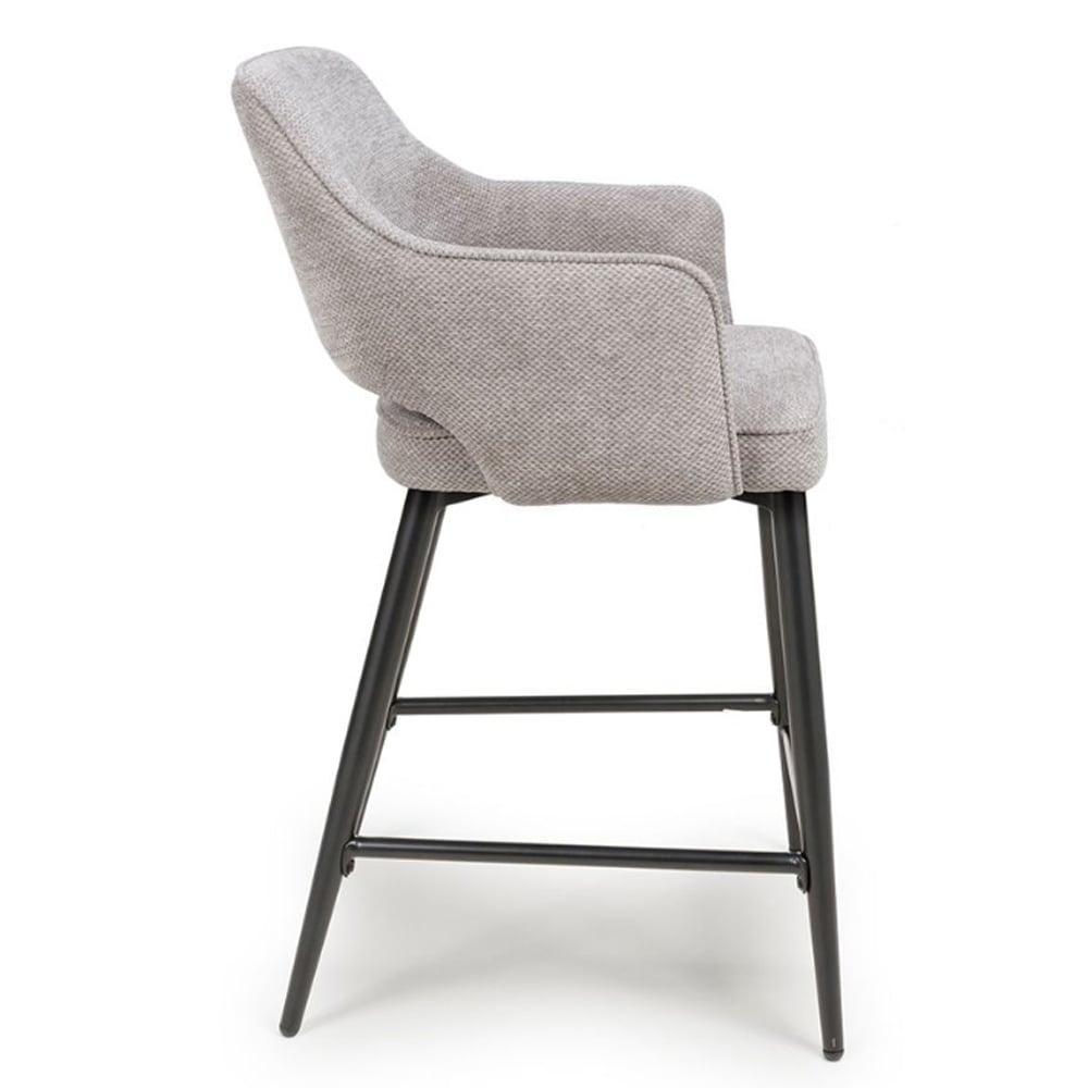Tipton Pewter Fabric Counter Dining Chairs In Pair