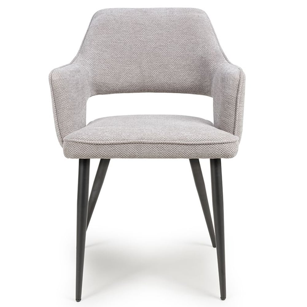 Tipton Pewter Fabric Dining Chairs In Pair