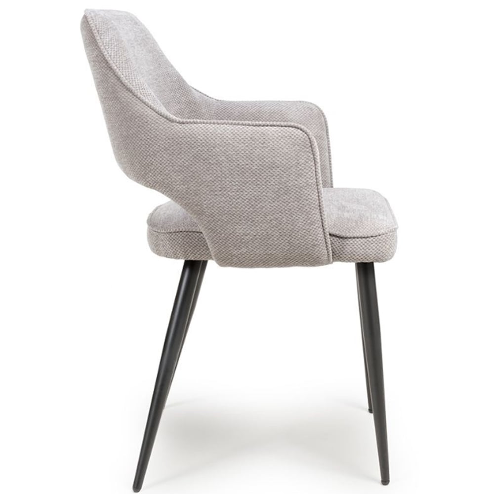 Tipton Pewter Fabric Dining Chairs In Pair