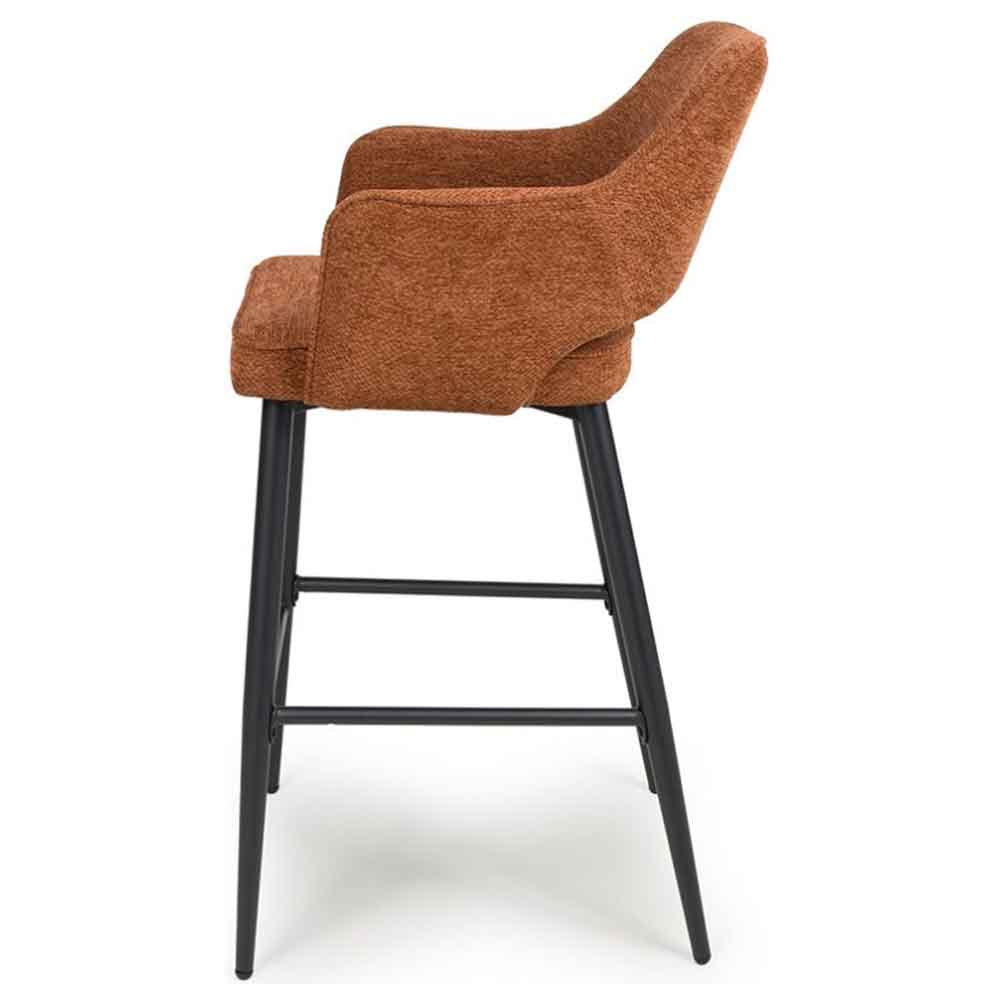 Tipton Rust Fabric Bar Chairs with Black Legs in Pair