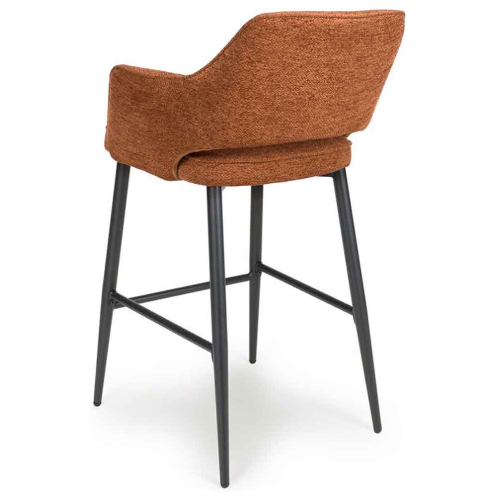 Tipton Rust Fabric Bar Chairs with Black Legs in Pair