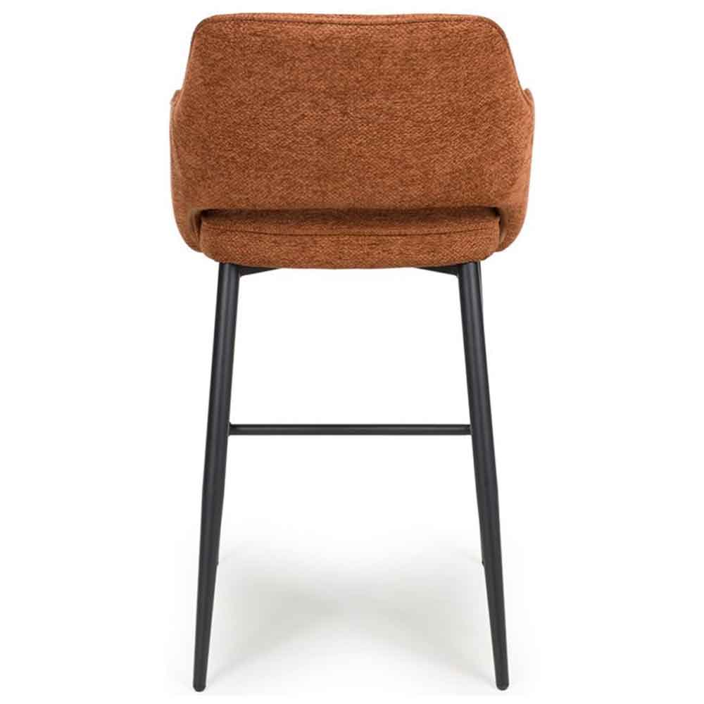 Tipton Rust Fabric Bar Chairs with Black Legs in Pair