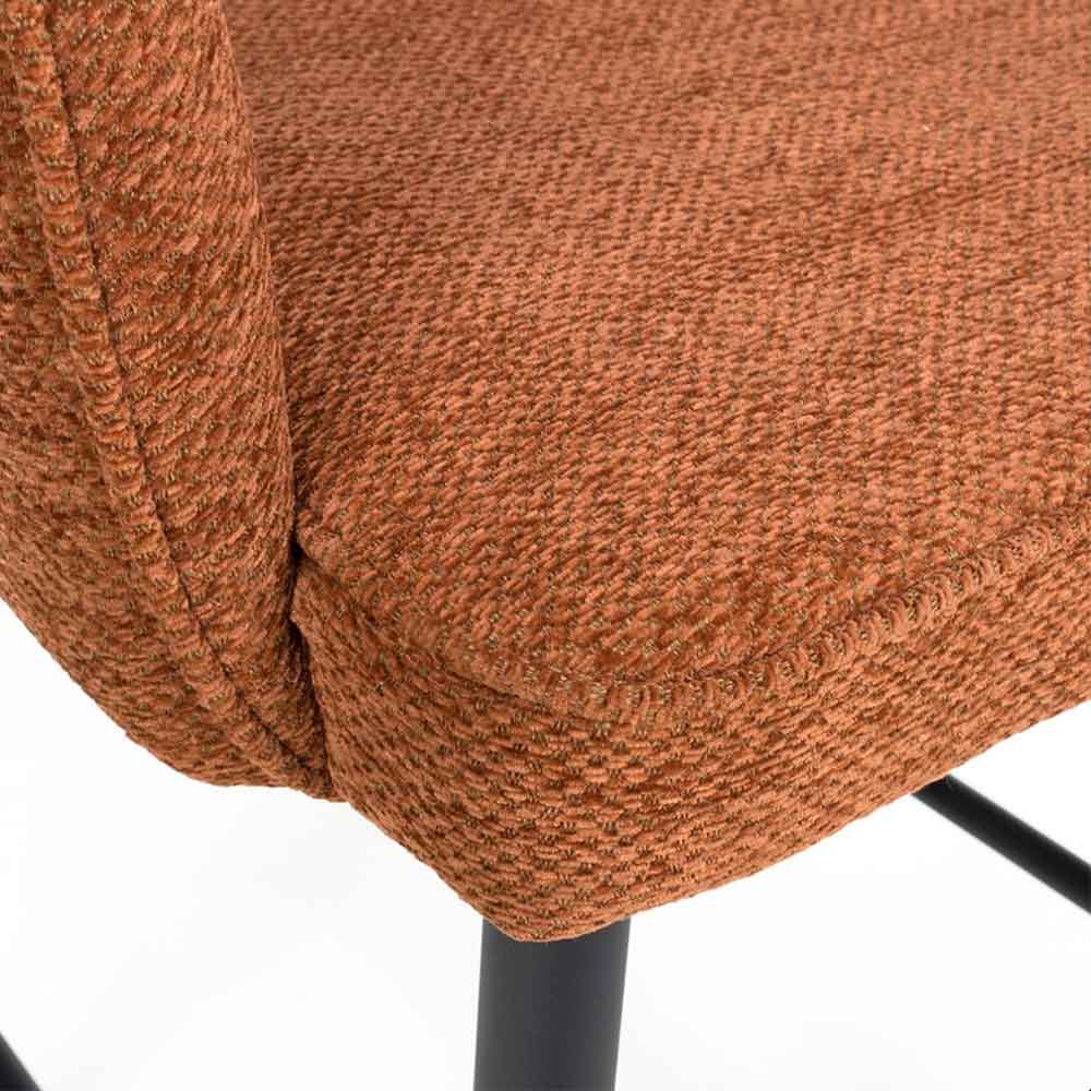 Tipton Rust Fabric Bar Chairs with Black Legs in Pair