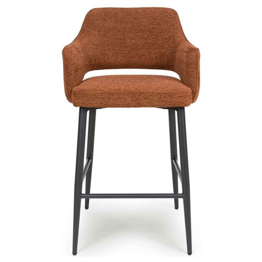 Tipton Rust Fabric Counter Bar Chairs with Black Legs in Pair