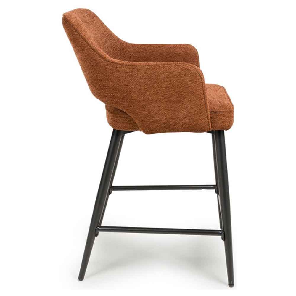 Tipton Rust Fabric Counter Bar Chairs with Black Legs in Pair