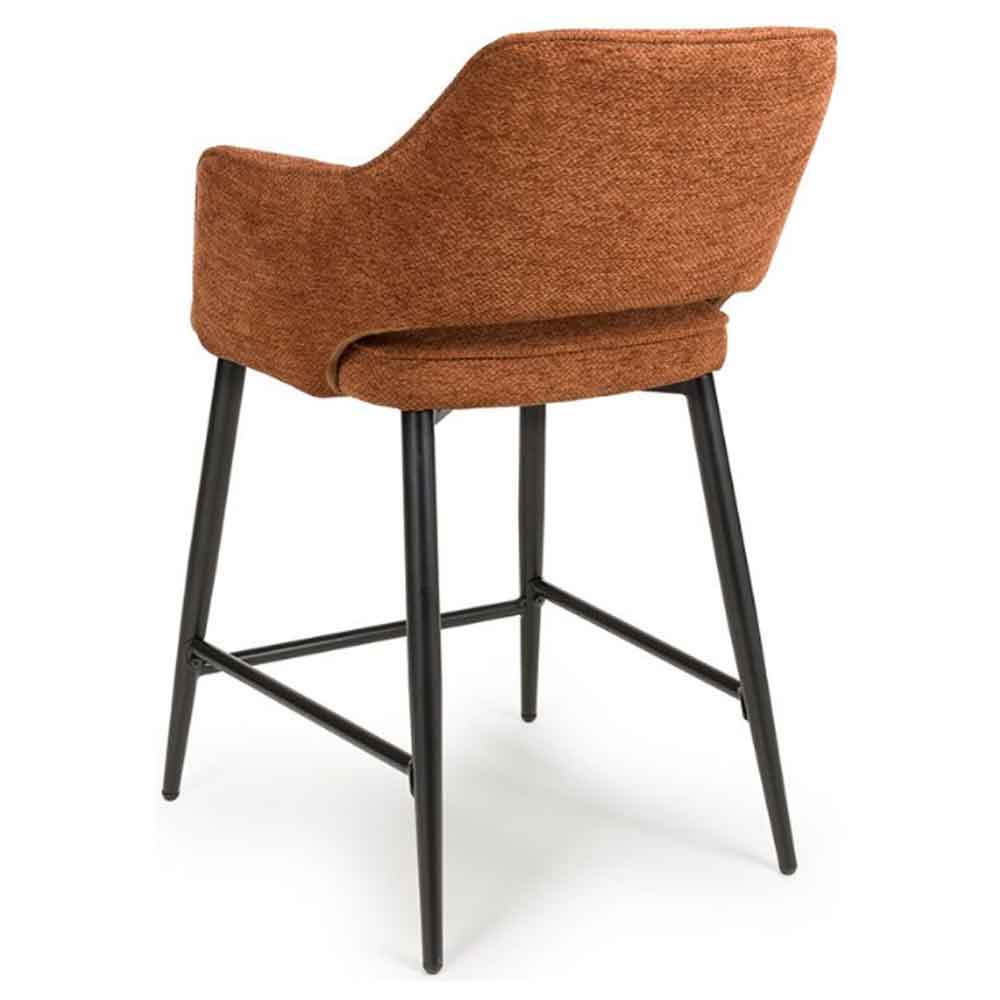 Tipton Rust Fabric Counter Bar Chairs with Black Legs in Pair