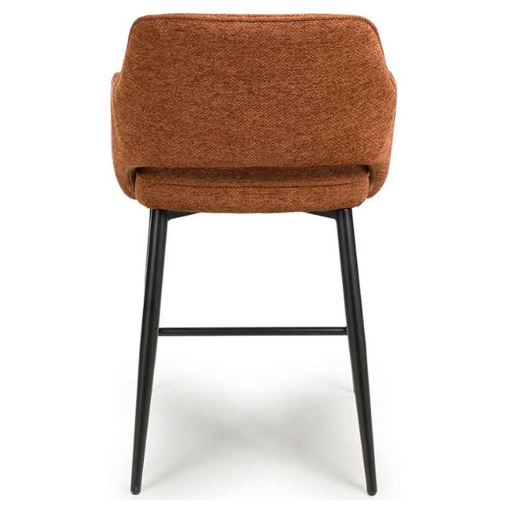 Tipton Rust Fabric Counter Bar Chairs with Black Legs in Pair