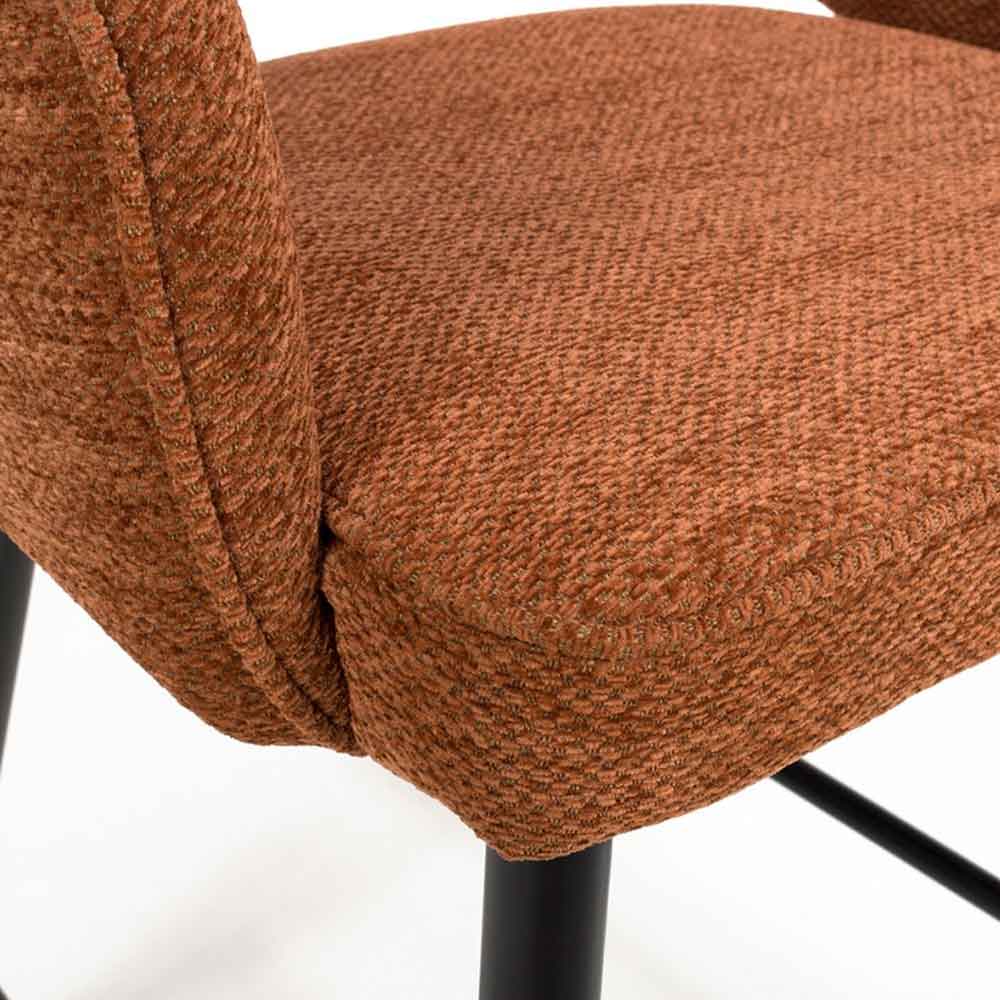 Tipton Rust Fabric Counter Bar Chairs with Black Legs in Pair