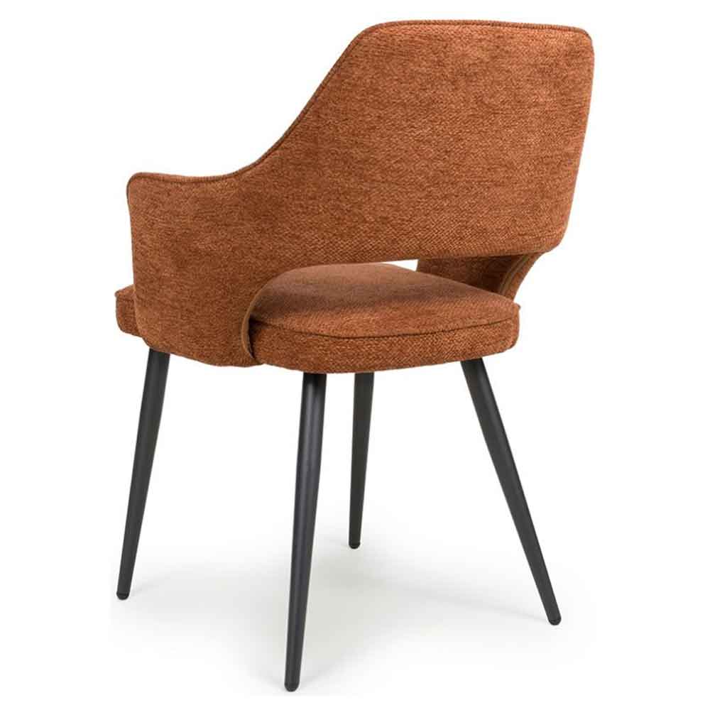 Tipton Rust Fabric Dining Chairs with Black Legs in Pair
