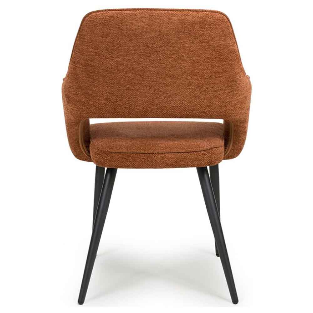 Tipton Rust Fabric Dining Chairs with Black Legs in Pair