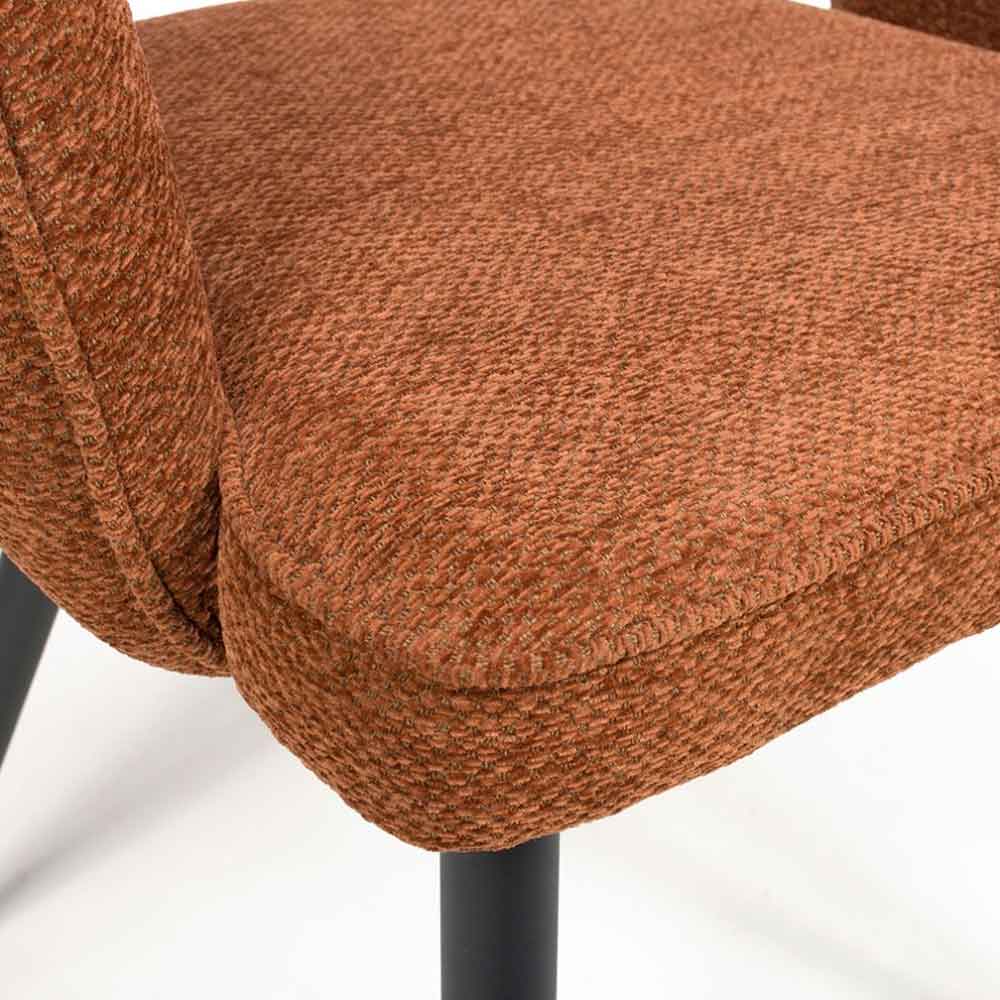 Tipton Rust Fabric Dining Chairs with Black Legs in Pair