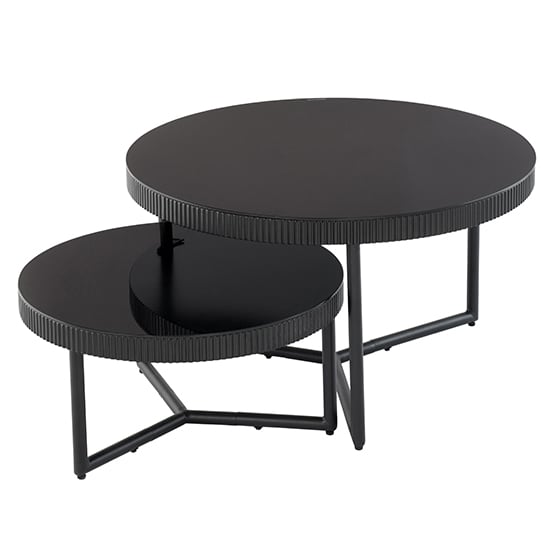 Tipton Set Of 2 Black Glass Coffee Tables With Black Frame