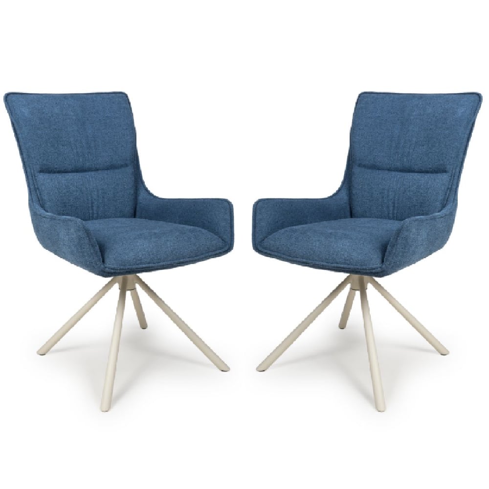 Read more about Tirana blue fabric dining chairs in pair