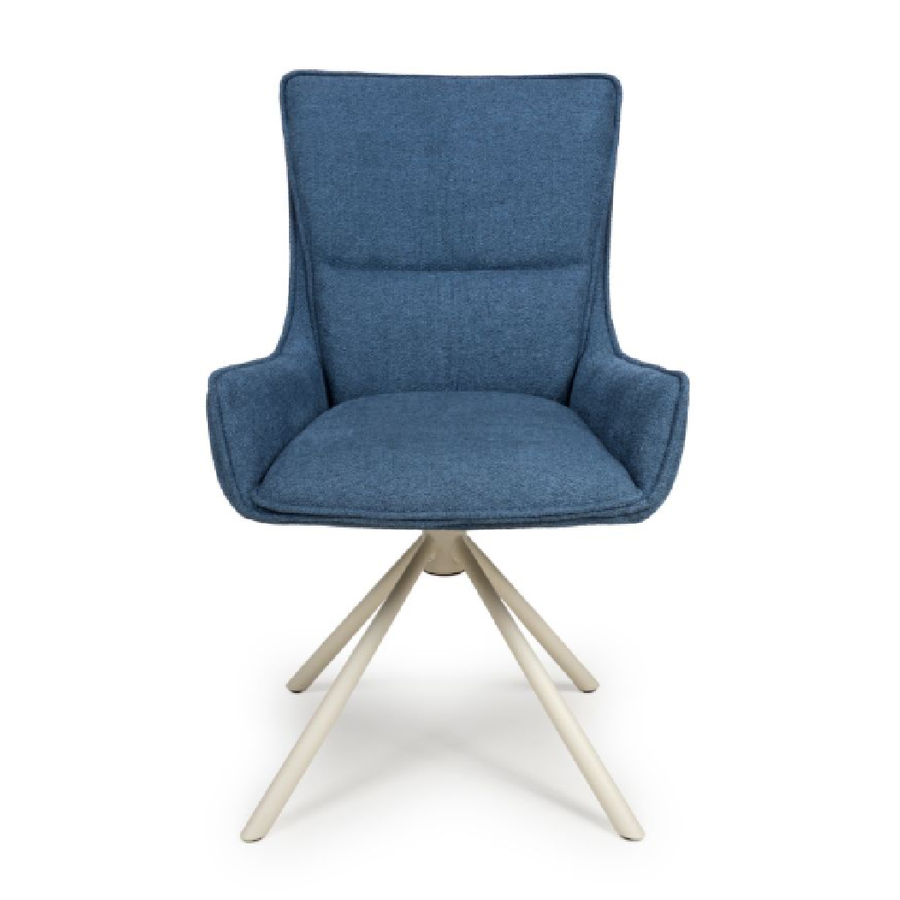 Tirana Blue Fabric Dining Chairs In Pair