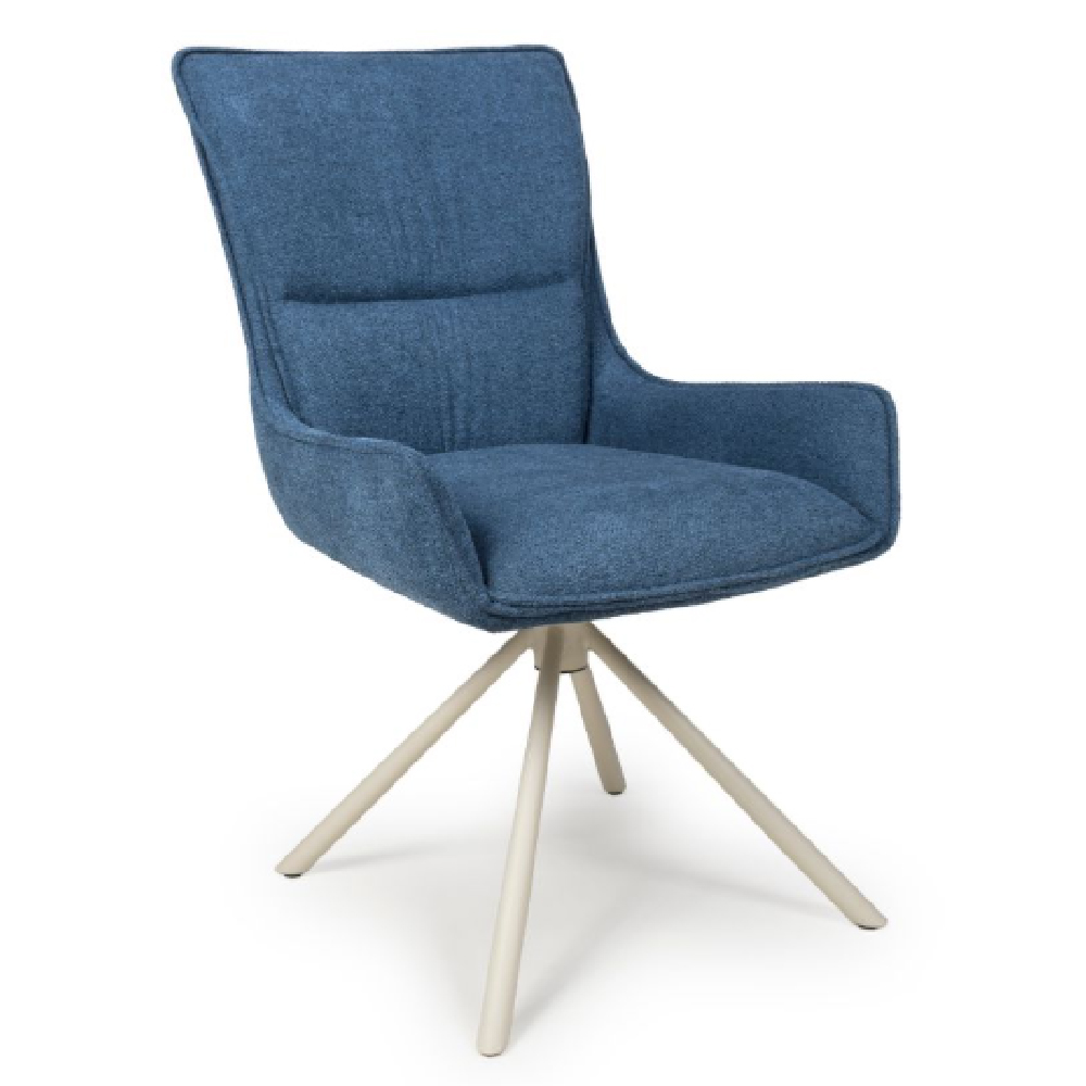 Tirana Blue Fabric Dining Chairs In Pair