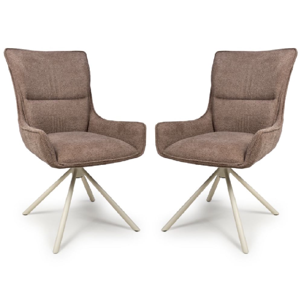 Read more about Tirana coffee fabric dining chairs in pair