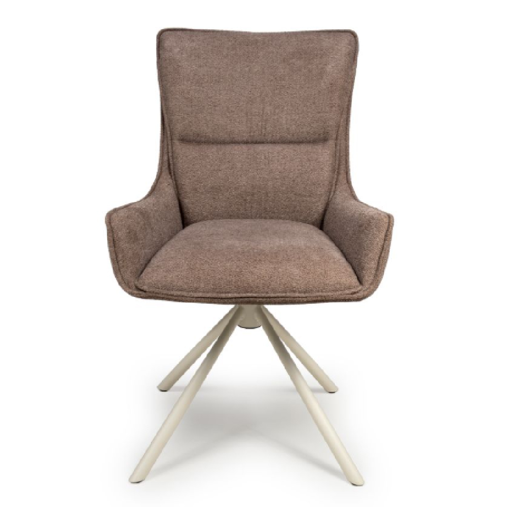 Tirana Coffee Fabric Dining Chairs In Pair