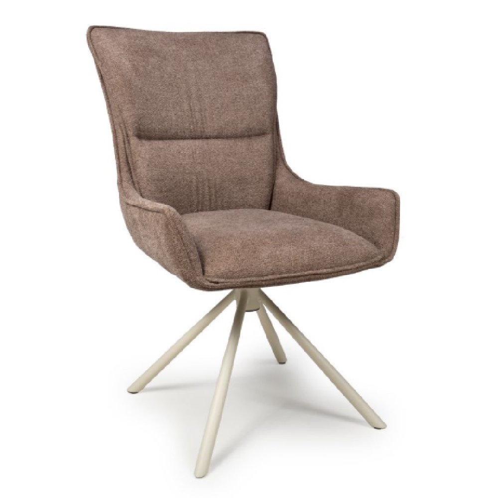 Tirana Coffee Fabric Dining Chairs In Pair
