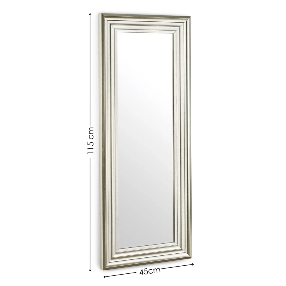 Tirana Tall Rectangular Dressing Mirror With Silver Wooden Frame